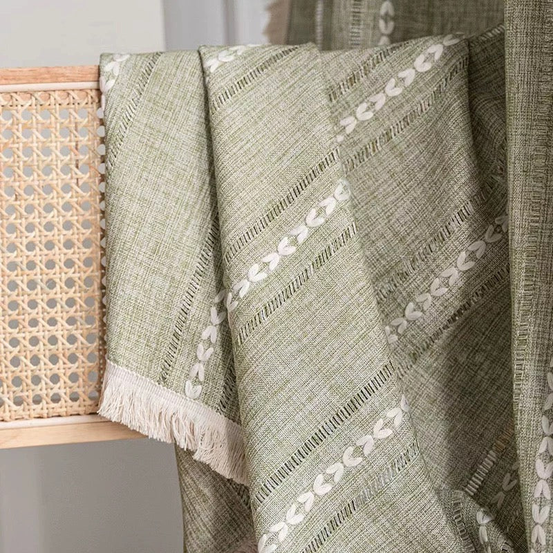 【オーダー可】レトロ綿麻刺繍カーテン