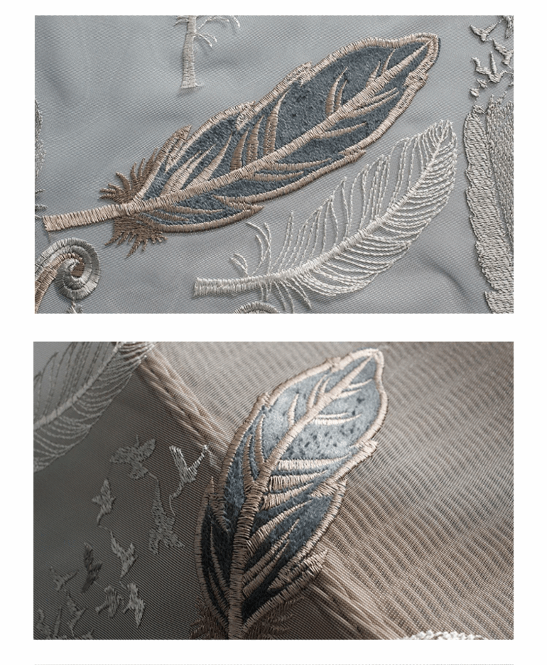 【オーダー可】羽根柄刺繍レースカーテン
