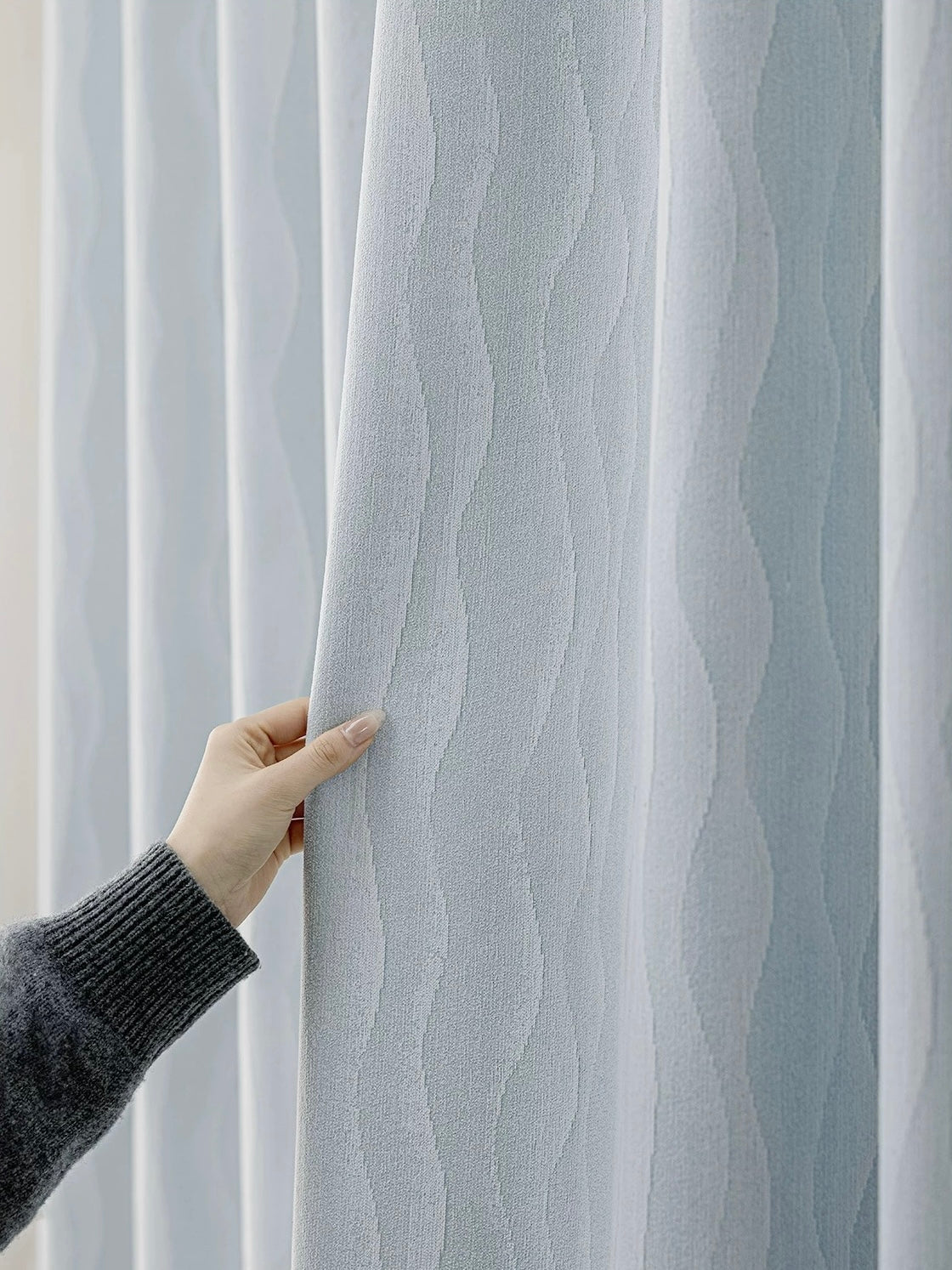 【オーダー可】シェニール水波織遮光カーテン