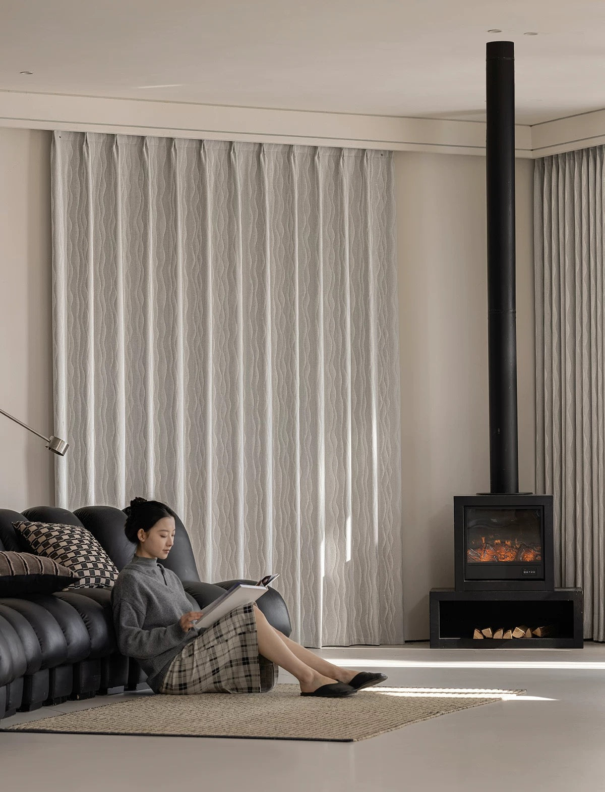 【オーダー可】シェニール水波織遮光カーテン