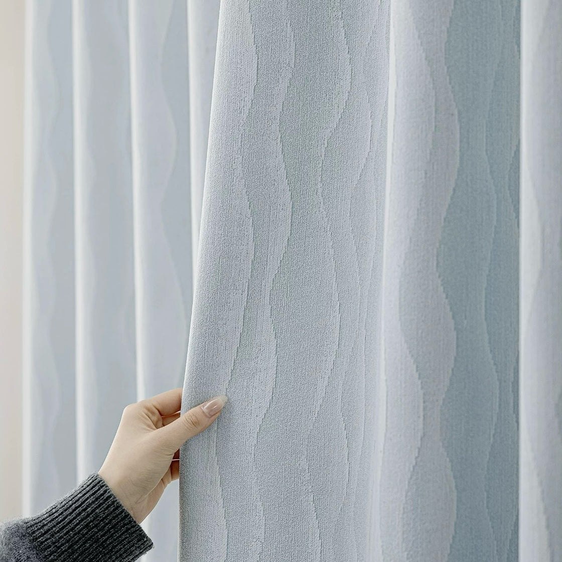 【オーダー可】シェニール水波織遮光カーテン