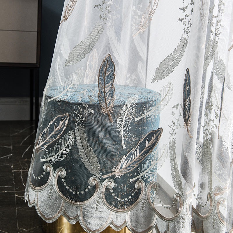 La brise【オーダー可】羽根柄刺繍レースカーテン – La brise curtain